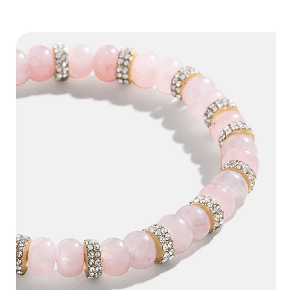 NEW!! BaubleBar Elegant Pink Semi Precious and Pave Stretch Bracelet